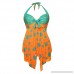 iNoDoZ Women's Sexy Halter Patchwork Dot Open Back Tankini Top Set Two Piece Swimsuits Orange B07PXDQS4B